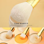 DUcare Makeup Brushes 15Pcs Makeup Brush Set with Holder Premium Synthetic Powder Foundation Contour Blush Concealer Eye Shadow Blending Liner Make Up Brush Kit gold-silver