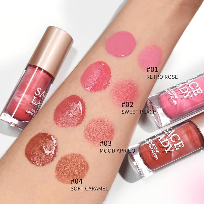 4 Colors Liquid Blush Makeup Kit, Long Lasting Pigmented Natural Matte Face Blush Cream Gel, Lightweight, Blendable, Cruelty Free Women Face Cosmetics Set 4Pcs