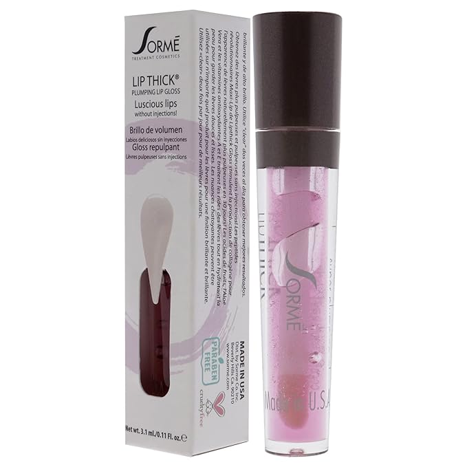 Sorme Cosmetics LipThick Plumping Gloss in Clear | Hydrating Plumping Lip Gloss Enriched with Vitamins and Botanicals | Lip Plumping Gloss with Maxi-Lip Peptides | Cruelty-Free Lip Makeup