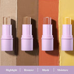 4Pcs Cream Blush Contour Highlighter Bronzer Moisturizer Stick Makeup Set #T Blush Glow2