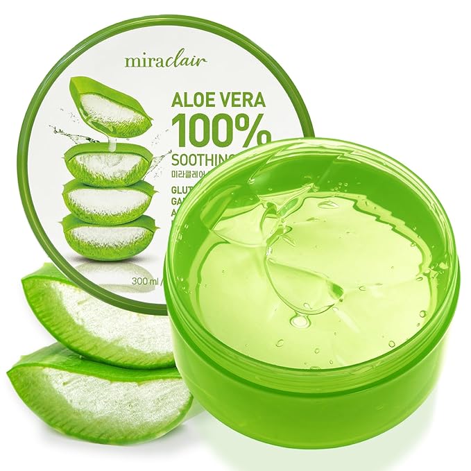 Aloe Vera Gel for Face, Skin, Hair & Sunburn Relief, 100% Pure Aloe Gel for All Skin Types. Made in Korea. 300ml (10.1fl.oz)