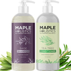 Sulfate Free Shampoo and Conditioner Set - Tea Tree Sage and Rosemary Shampoo and Conditioner for Dry Flaky Scalp Care - Deep Cleansing Color Safe Shampoo and Conditioner for Damaged Dry Hair Care