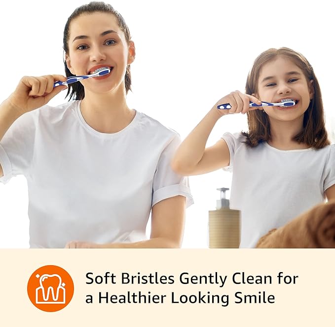 Amazon Basics Orbit Toothbrushes, Soft, Full, 4 Count, Assorted Colors (Previously Solimo) (Pack of 3)