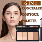 6 Colors Correcting Concealer Contour Palette,Concealer Cream Contour Makeup Palette,Contouring Foundation Highlighting Makeup Kit with Brush（02#）