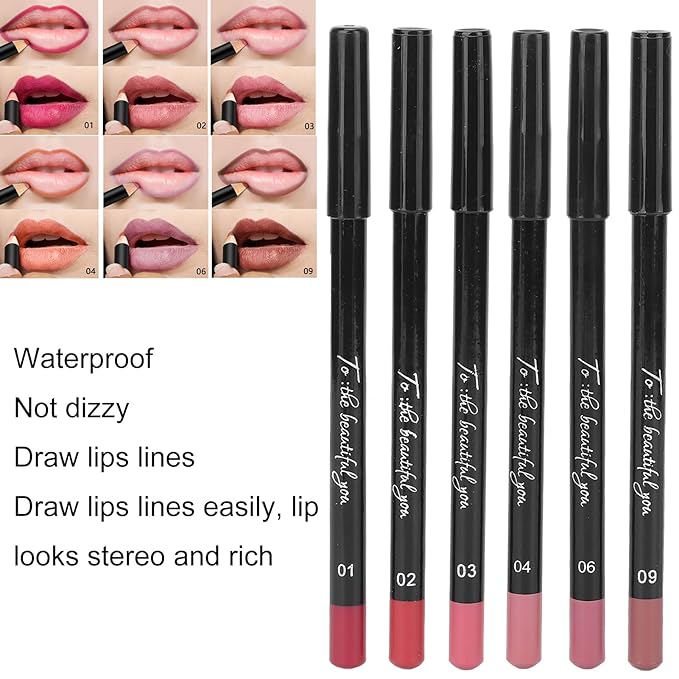 6pcs Lip Liner, Professional Waterproof Matte Long Lasting Long