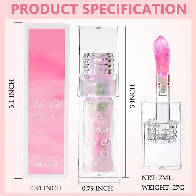 Magic Color Changing Lip Glow, Hydrating Shimmer Tinted Lip Care (Warm Change Tint, Plumping Gloss)