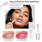 Magic Color-Changed Lip Glow Oil, Plumping Hydrating Tinted Gloss with Big Brush, Nourishing Glitter Non-Sticky Lacquer for Women & Girls, Tinta para Labios, Lipgloss for Dry Lips(Orange, 1 pcs)