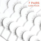 Natural Wispy Cat Eye Lashes - 3D Volume C Curl Eyelashes With Thin Band - 10mm Short Lashes - 7 Pairs