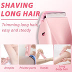 Glow Aura Womens Shaver 2 in 1,2025 New Razor & Shaver with Dual Ceramic Head,Bikini Trimmer for Women,IPX67 Waterproof Wet & Dry Use Body and Face Hair Trimmer for Women (Pink)