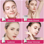 Electric Razors for Women, 5-in-1 Wet/Dry Bikini Trimmer with USB Charge Dock, Deluxe Facial Hair Removal, Wet/Dry Body Shaver for Nose Eyebrows Beard Underarm Leg Arm, IPX7 Waterproof (White)