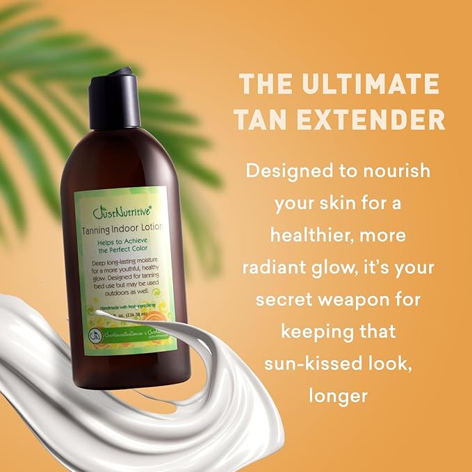 Indoor Tanning Lotion | Body Tanning Lotion | Natural Sun Tan Lotion | Moisturizer Tanning Lotion For Long-Lasting Tan | Just Nutritive | 8 Oz