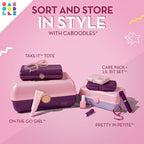 Caboodles Pretty in Petite Makeup Box, Hard Plastic Organizer Box, 2 Swivel Trays, Fashion Mirror, Secure Latch for Safe Travel