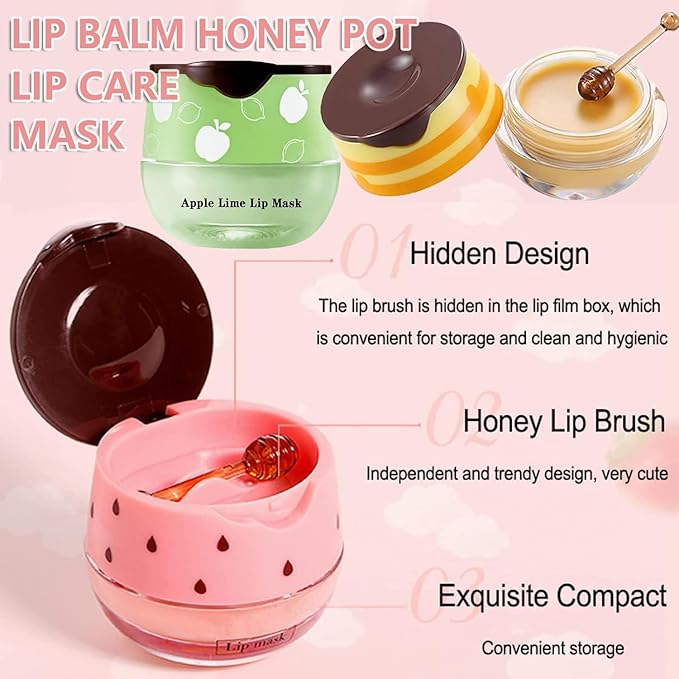 4PCS Bee Lip Balm Honey Pot,Honey Hydrating