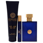 Versace Dylan Blue by Versace for Men - 3 Pc Gift Set 3.4oz EDT Spray,0.3oz EDT Spray,5.0oz Bath and Shower Gel
