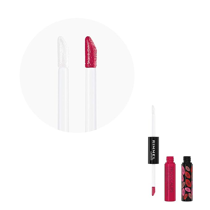 Rimmel London Provocalips 16hr Kiss-Proof Lip Color - Two-Step Liquid Lipstick to Lock in Color and Shine - 420 Berry Seductive, .14 fl.oz.