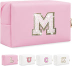 Initial letter patch makeup bag,