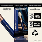 BERRY Blue Premium Makeup Brush Set – 12-Piece Professional Ultra-Soft Synthetic Brushes for Face & Eyes | Foundation, Powder, Blush, Concealer, Eyeshadow – Vegan, Cruelty-Free, Numbered, Travel Case