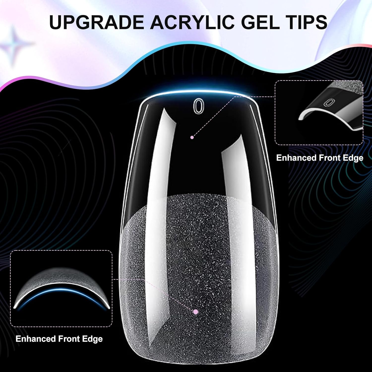 Coffin Nail Tips Medium Coffin Soft Gel Nail Tips 240Pcs Acrylic Full Cover Pre-Shape Nails Tips Half Matte Clear Press on Nails for Nail Extension Manicure Home DIY Salon 12 Sizes Gelly False Nails