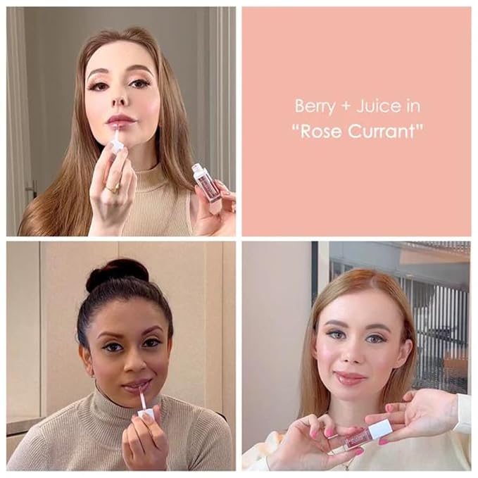Seraphine Botanicals Berry + Juice - 100% Vegan Lip Gel Tinted Gloss 0.20 fl oz (Rose Currant)