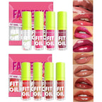 4 Colors Fat Oil Lip Gloss, Lip Oil Lip Glaze Hydrating Lip Glow Oil Big Brush Head Moisturizing Lip Gloss, Shiny Transparent Tinted Plumping Lip Oil Long Lasting Nourishing Non-sticky (A#&B#)