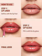 SHEGLAM 2-In-1 Lip Rules Liner & Gloss Pen Long Lasting Plumping Perfect Lip Combo Makeup Set-Play Fair