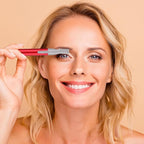 Chumia 2 Pcs Electric Eyebrow Trimmer Women Precision Face Razors Mini Shaver with Comb Christmas Women Gift Battery Operated Personal Epilator for Face Neck Fuzz Lips Leg(Red, Blue)