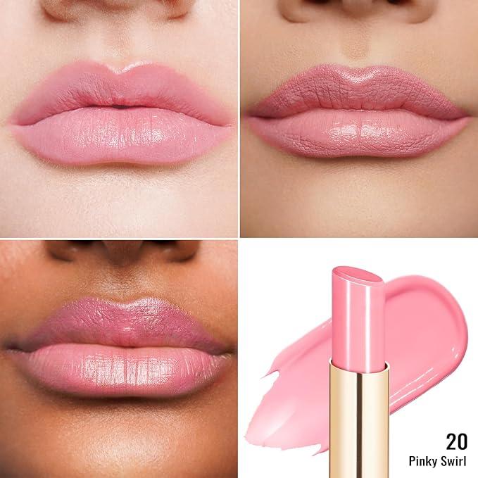 Oulac Pale Pink Lipstick Shine for Women, 2 in 1 Glossy Light Pink Tinted Lip Balm, Hydrating Lipstick for Dry Lips, Moisture Shine Sheer Juicy Finish Vegan 2.2g/0.07oz (20)