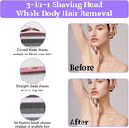 Electric Razor for Women Men,4 in 1 Painless Ladies Wet & Dry Body Razors and Facial Hair Remover,Rechargeable Led Display Hair Removal Kit for Nose Face Body Leg Bikini Arm Hair (White)