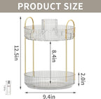 360° Rotating Makeup Organizer, Large-Capacity Skincare Make Up Storage 2 Tier Perfume Organizers Cosmetic Dresser Organizer with Makeup Brush Holder, Fits Bedroom, Bathroom, Vanity Shelf Countertop