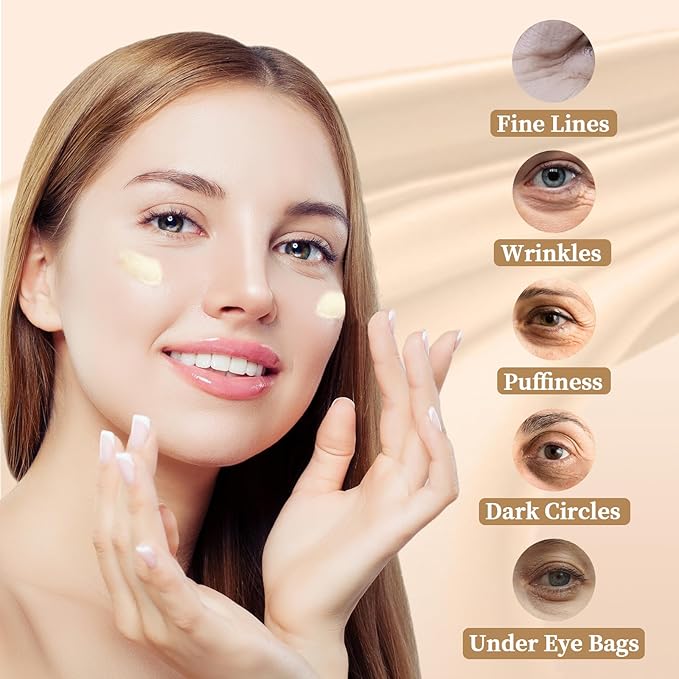 Retinol Eye Stick, Eye Cream for Dark Circles and Puffiness, Hydration and Brightening Eye Balm, Under Eye Cream Anti Aging Visible Results in 3-4 Weeks Reduces Fine Lines Bags