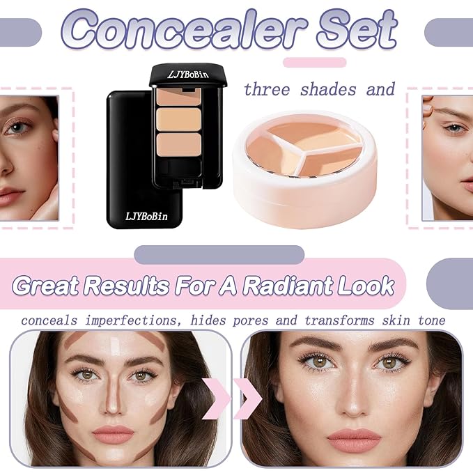 2PCS Tri Color Corrector Face Concealer Palette Set