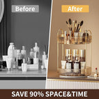 360 Rotating Makeup Organizer - Large-Capacity Skincare & Makeup Storage with 2-Tier Perfume Organizers, Cosmetic Dresser & Makeup Brush Holder - Fits Bedroom, Bathroom, Vanity Shelf & Countertop