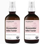 Rose Water Spray for Face & Hair - Organic USDA Certified Rosewater Facial Toner - Alcohol-Free Makeup Setting Hydrating Face Mist - Anti-Aging Toner Spray - 2 Pack