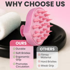 RELAXXO Scalp Massager Hair Growth – Exfoliator & Hair Scrubber for Scalp, Soft Bristles for Dandruff & Soothing Comfort, Shampoo Brush, Wet & Dry Use, Pink