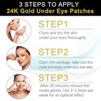 Under Eye Patches - 30 Pairs 24K Gold Moisturizing Under Eye Mask, Anti Aging Collagen Eye Masks Skincare Eye Patches for Puffy Eyes and Dark Circles, Gold