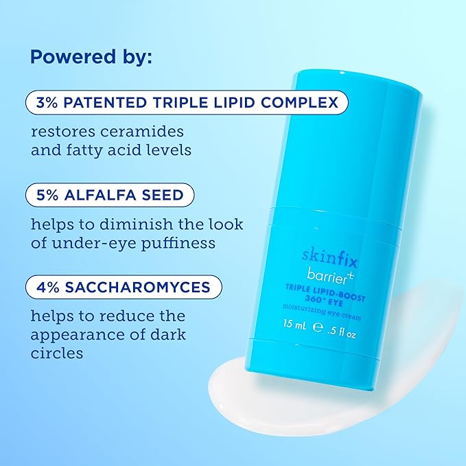 Skinfix Barrier+ Triple Lipid-Boost 360° Eye Cream: Targets Dark Circles, Puffiness, and Fine Lines Around Eyes and Lids, Clinically Proven to Brighten and Refresh Eyes, 0.5 oz