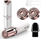 Womens Electric Razors for Facial Hair Removal - Rechargeable, 2 Replacement Heads - Painless Hair Trimmer for Lip, Mustache, Chin