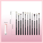 Jessup Eye Makeup Brushes Set Professional 15pcs with Eyeshadow Blending Concealer Eyebrow Eyliner Brush (Pearl Black/Silver)