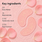 MAREE Pink Eye Gels - Marine Collagen Under Eye Patches for Puffy Eyes and Dark Circles - Undereye Mask Patches for Women - Hydrating Gel Eye Masks with Rose Water - Parches Para Ojeras Gel Pads