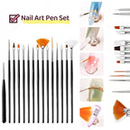 36Pcs Nail Art Brush Set, Acrylic Nail Brushes, Dotting Tools, Liner & Dust Brush, Drawing Pens For Gel Polish, sponge Polishing Rubs, Professional Nail Art Tools For Beginners & Salon Home Use