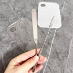Foundation Spatula Stainless Steel Makeup Mixing Tool Cosmetic Metal Mixer Tool for Professional Color Nail Art Lab Pigment Blending Stick Silver