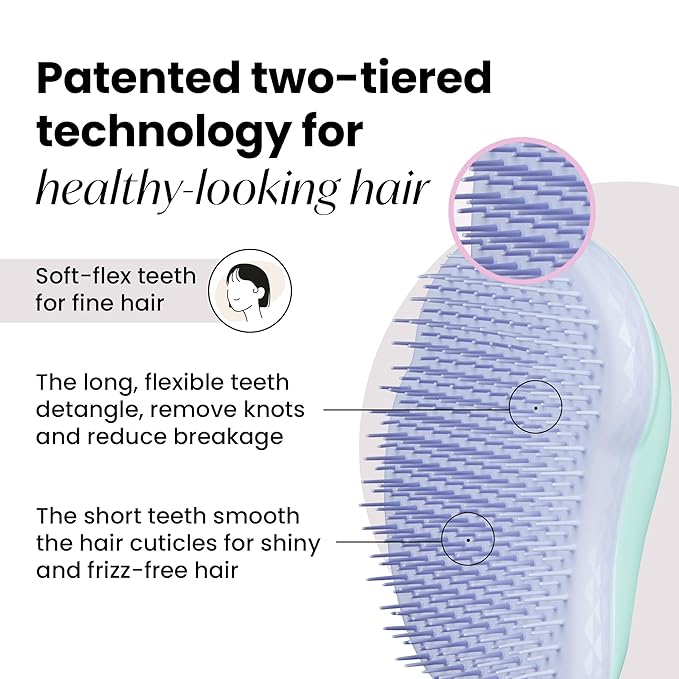 Tangle Teezer Original Detangler Brush, Dry & Wet Hair Brush for Color-Treated, Fine & Fragile Hair Types, Mint Violet