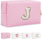 Initial letter patch makeup bag,