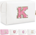 Initial letter patch makeup bag,