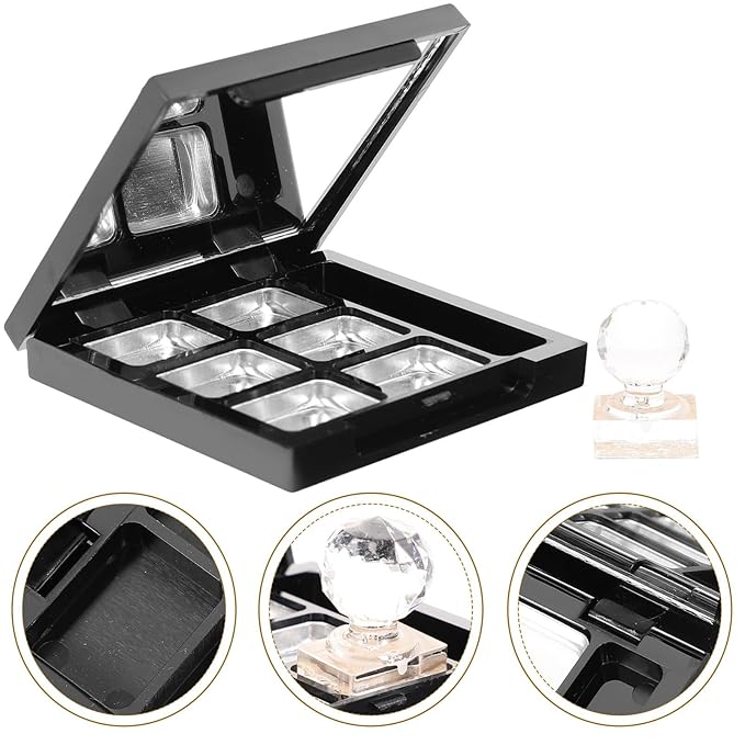 Healifty Empty Lipstick Palette Pan 6-grid Magnetic Eyeshadow Palette Boxes with Press Cosmetic Cream Tray Portable Small Makeup Compact Containers