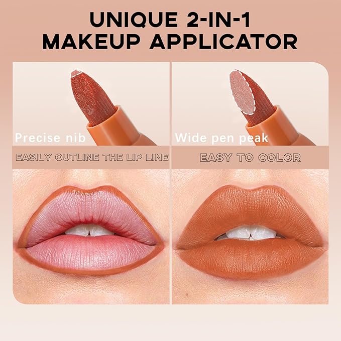 Lip Stain Marker,Nude Orange Lip Tint Stain Pen Orange