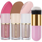 3Pcs Liquid Contour Makeup Trio with Bronzer Shade, Blush, Highlighter for Sculpted Makeup, Matte Finish Liquid Contour Set Easy to Create a Lightweight Look, Longwear Waterproof Formula (2, 8, 13)