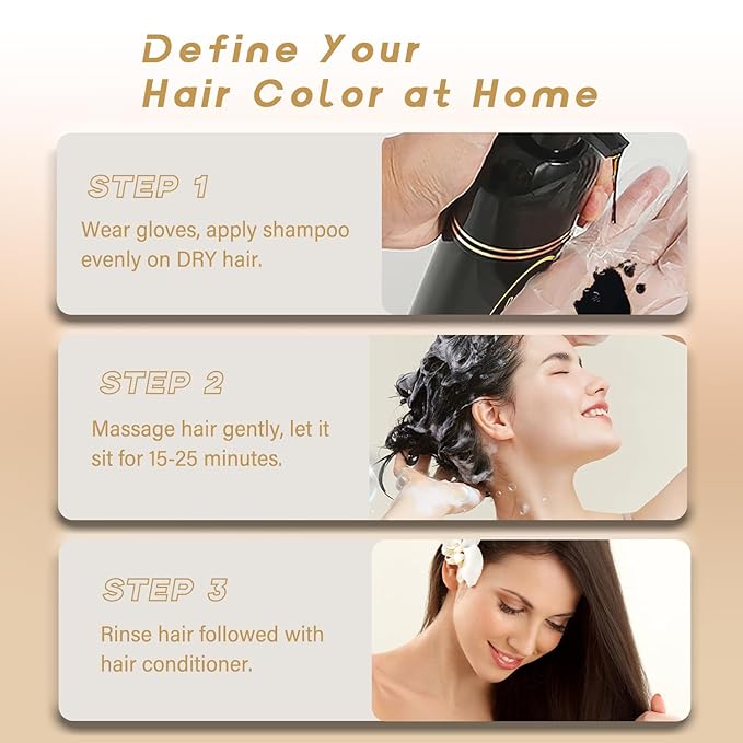 Silver Gray Hair Dye Shampoo, Instant Hair Color Shampoo, Colors Hair in Minutes, Long Lasting Silver Hair Dye, Champu Para Canas, Easy to Use 16.90 Fl Oz