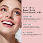 Multi Cream Blush & Blush Brush Set, Korean Makeup Blush for Cheeks, Multi-Use Face Balm, Lightweight & Hydrating, Blendable Color, Non-Greasy, Soft Bristles for Radiant Finish (Pink Sakura)