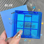 Erinde 9 Colors Dark Light Royal Cobalt Blue Pearl White Glitter Shimmer Eye Shadow Makeup Palette Highly Pigmented Waterproof Matte Glitter Shimmer Daily Party Sparkling Eyeshadow Palett for Girl